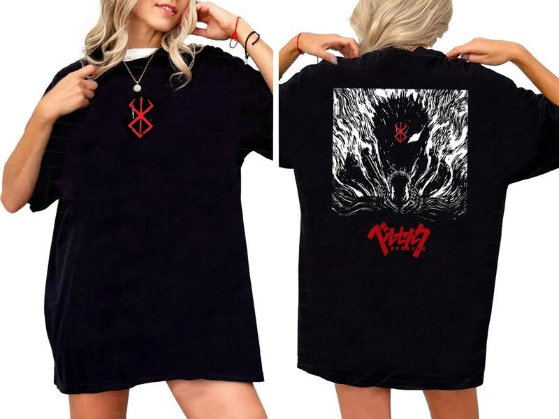 Berserk Vengeance Heavyweight Tee Gym Pump Cover Anime T-shirts 2 Side Women Men Harajuku Tops Tees Berserk Guts Griffith Print Streetwear Hip Hop Tshirt Anime Gift Anime Shirt Gift For Fans Him Her.