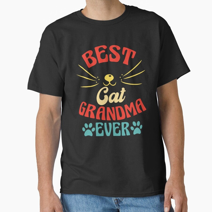 Best Cat Grandma Ever Vintage Retro Cat Grandmother Classic T-Shirt