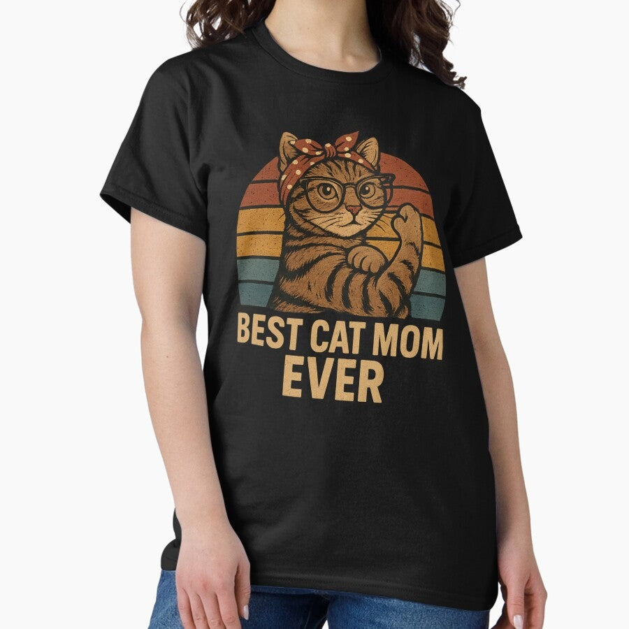 Best Cat Mom Ever Vintage Sunset Cat Lover Classic T-Shirt
