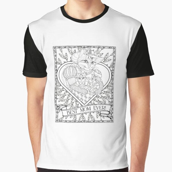 Best Mom Ever Vintage Cat Mummy With Kittens - Mother Mothers Day Christmas Graphic T-Shirt