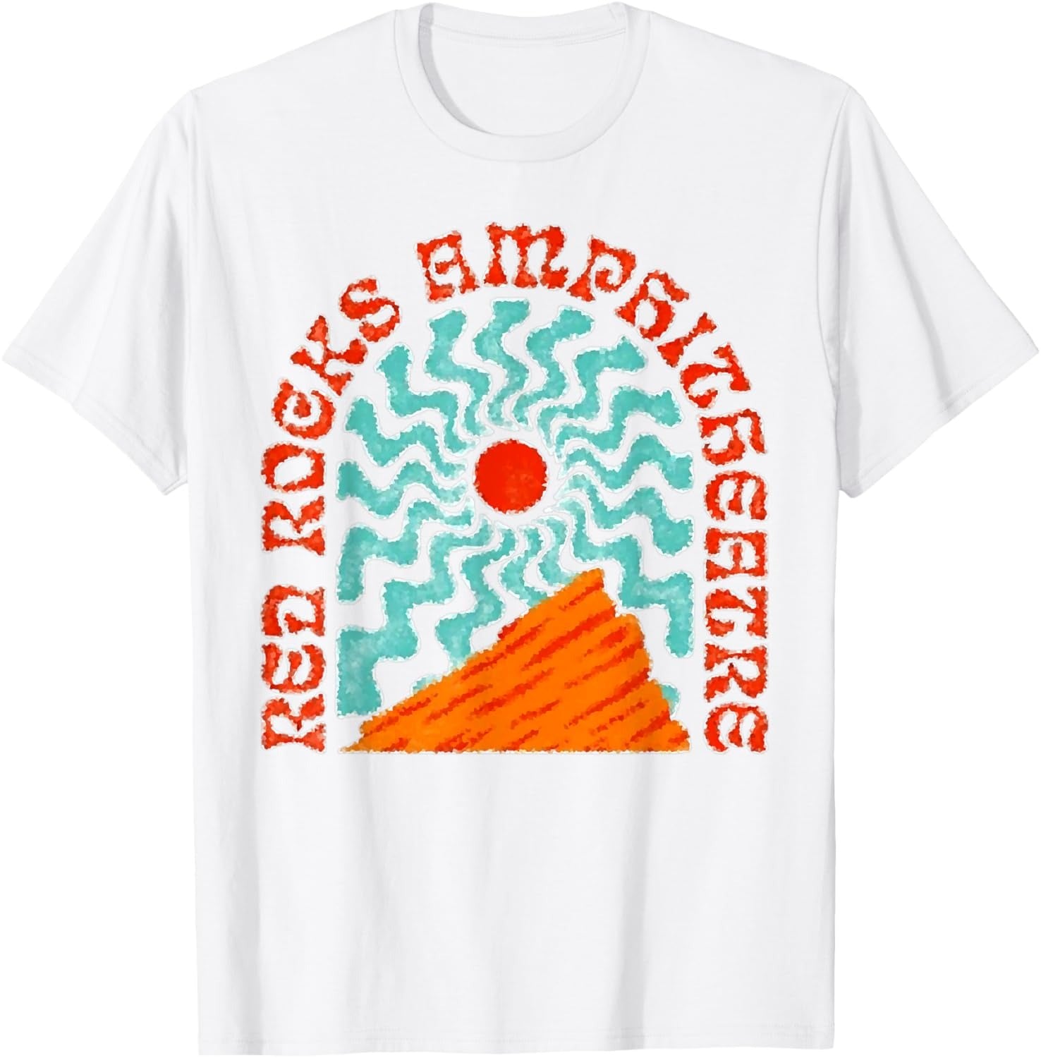 Best Music Venues Red Rocks Amphitheater Colorado Hippie T-Shirt - Adults Unisex - Blue - Short Sleeve - Cotton 100% - Small - Crew Collar - Modern - Retro -