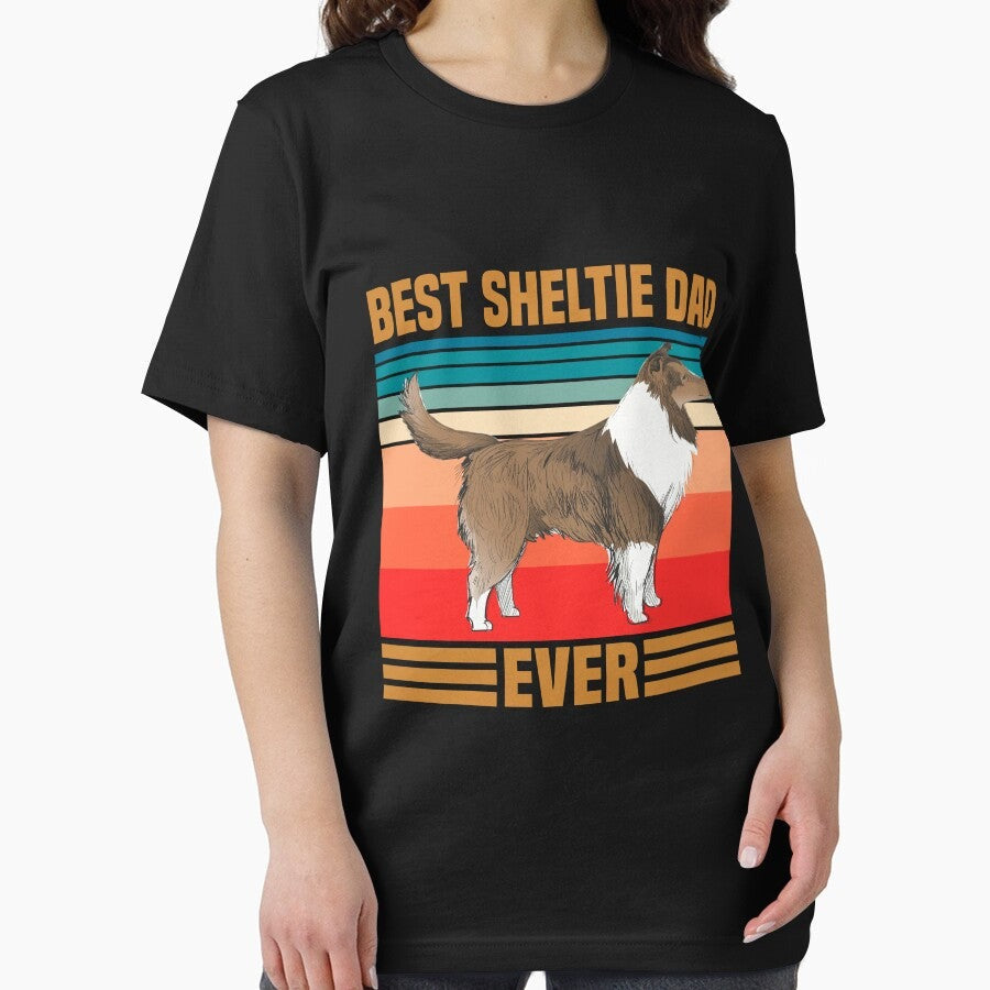 Best Sheltie Dad Ever Retro Vintage Sunset Essential T Shirt