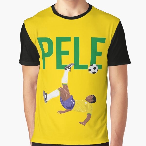 Bicycle Kick - Pele - SOCCER FOOTBALL - BRAZIL - GREEN TEXT Graphic T-Shirt
