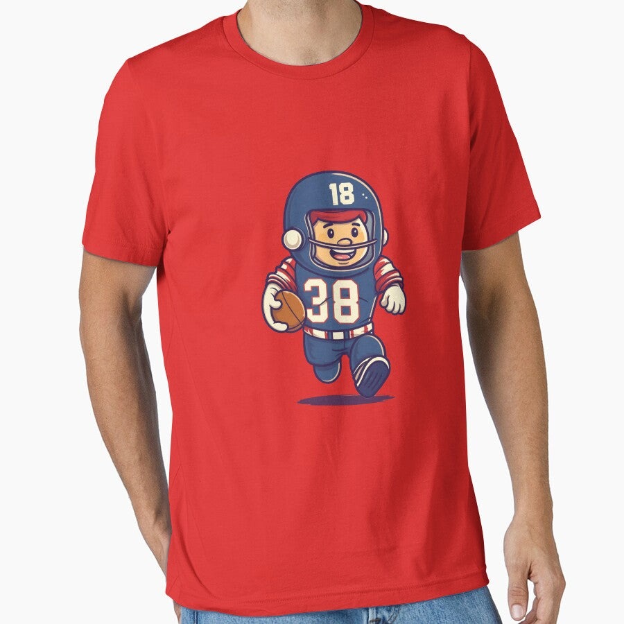 Big Blue Vintage: Cute Cartoon Football Player Essential T-Shirt