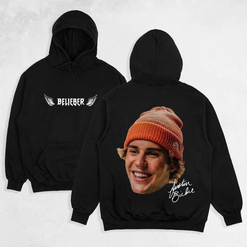 Big Face Justin Tee Cotton Unisex Shirt Rap Shirt Rapper Rap Tee Hiphop Shirt Music Tour Merch Gift for Him Gift For Her Vintage Y2K Hoodie Sweatshirt