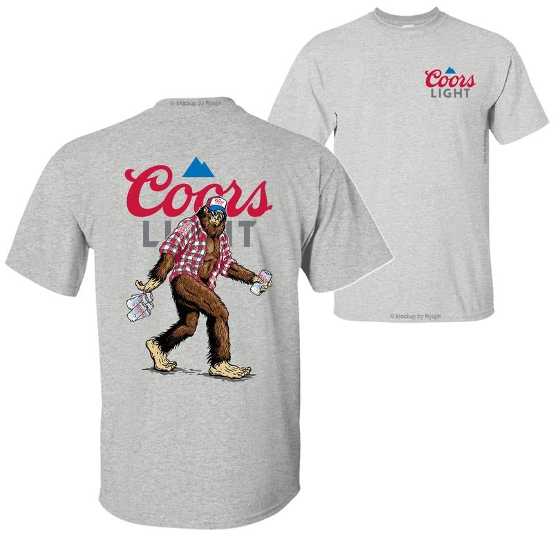 Bigfoot Coor Light T-shirt, Coor Light Shirt, 2 Sided Graphic Printed Unisex Classic Comfort Cotton T-Shirts for Men for Women Menswear Top