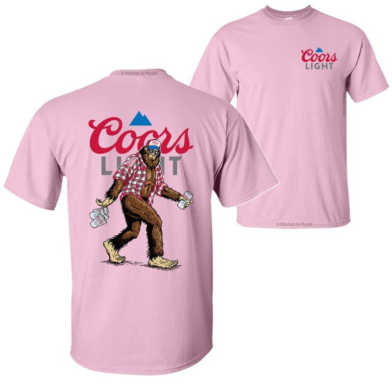 Bigfoot Coor Light T-shirt, Coor Light Shirt, 2 Sided Graphic Printed Unisex Classic Comfort Cotton T-Shirts for Men for Women Menswear Top