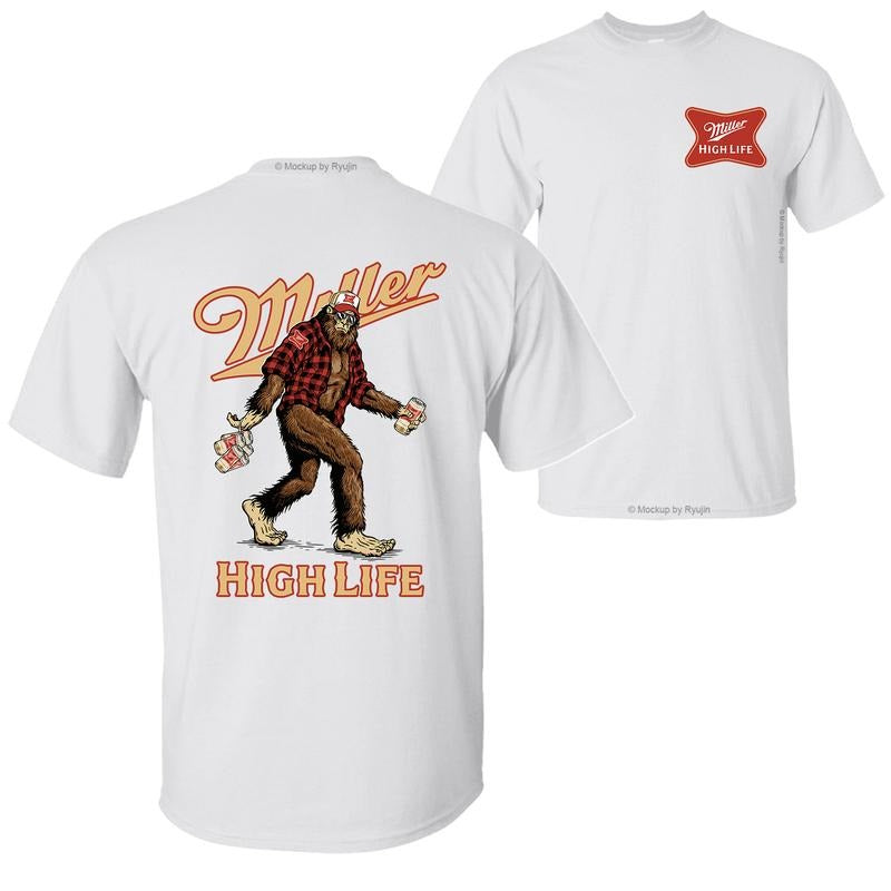 Bigfoot High Life T-Shirt Hoodie, 2 Sided Graphic Printed Unisex Classic Comfort Cotton T-Shirt Menswear Sweatshirt