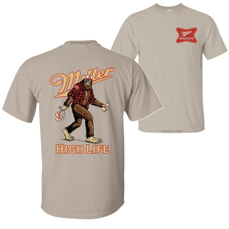 Bigfoot High Life T-Shirt Hoodie, 2 Sided Graphic Printed Unisex Classic Comfort Cotton T-Shirt Menswear Sweatshirt