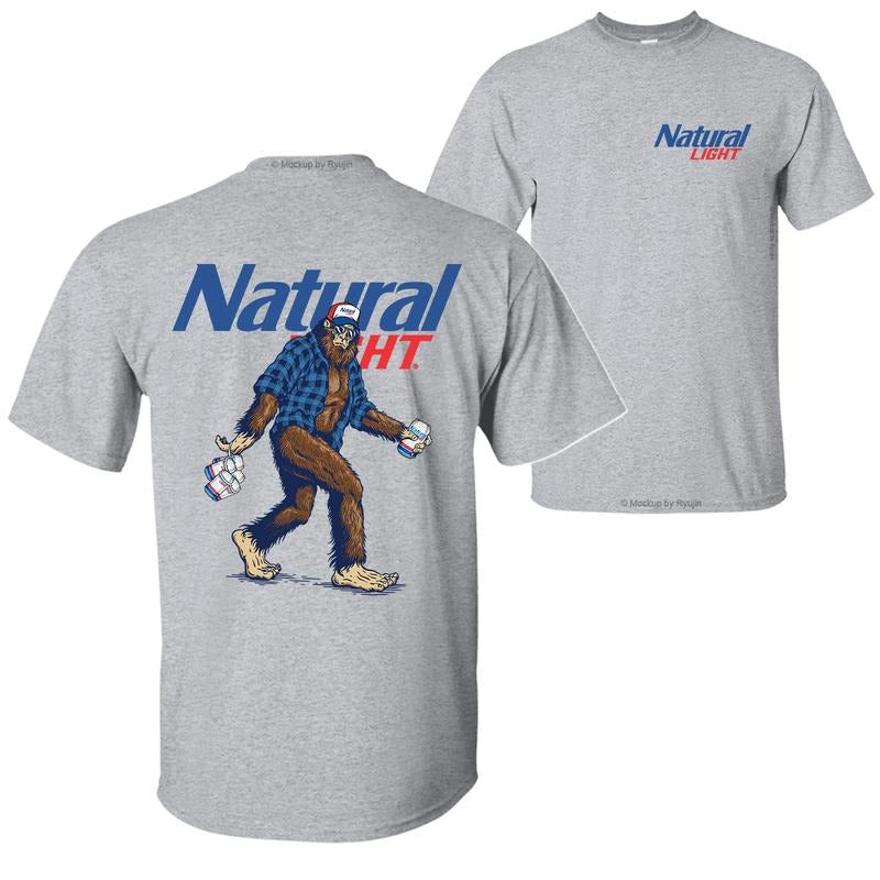 Bigfoot Naturah Light T-shirt, Naturah Light Shirt, 2 Sided Graphic Printed Unisex Classic Comfort Cotton T-Shirts for Men for Women Menswear Top