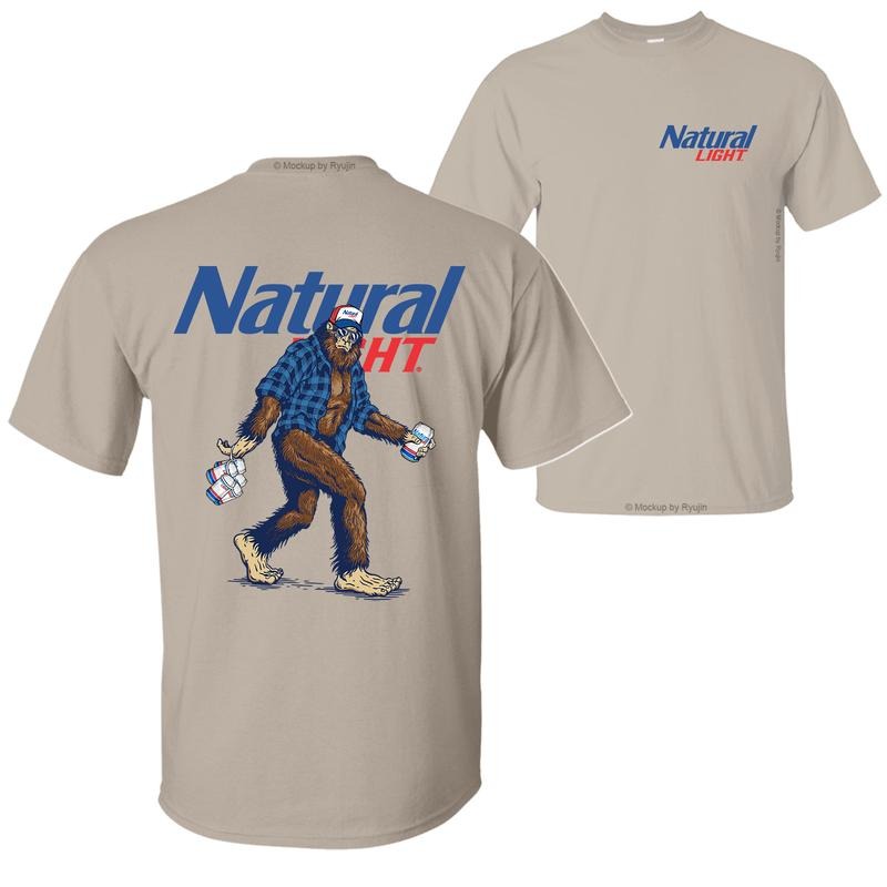 Bigfoot Naturah Light T-shirt, Naturah Light Shirt, 2 Sided Graphic Printed Unisex Classic Comfort Cotton T-Shirts for Men for Women Menswear Top