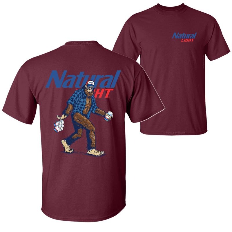 Bigfoot Naturah Light T-shirt, Naturah Light Shirt, 2 Sided Graphic Printed Unisex Classic Comfort Cotton T-Shirts for Men for Women Menswear Top