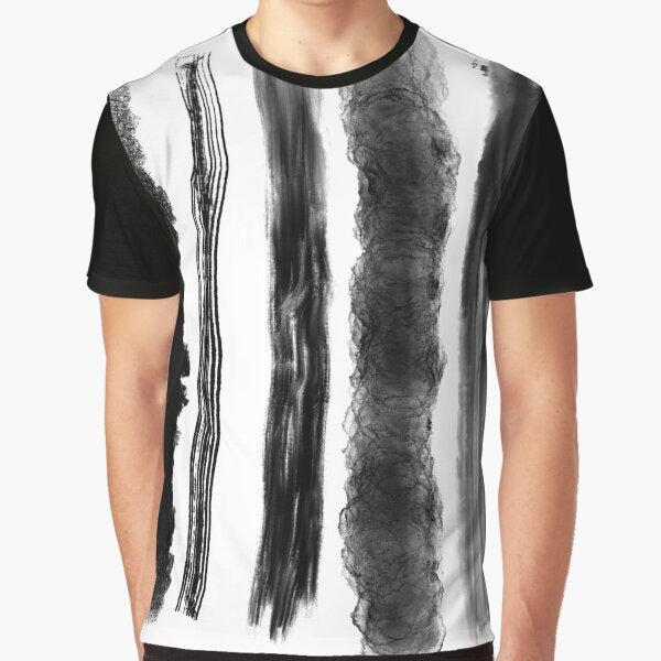 Black And White Wall Arts Brush Strokes Graphic T Shirt
