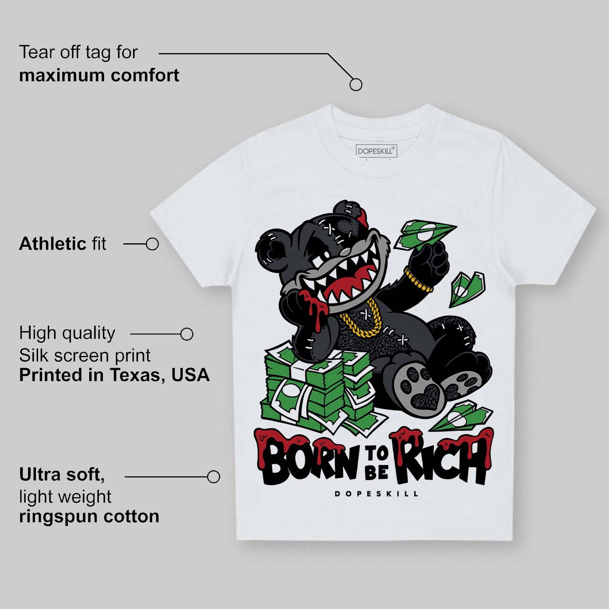 Black Cat 3s DopeSkill Toddler Kids T-shirt Born To Be Rich Graphic