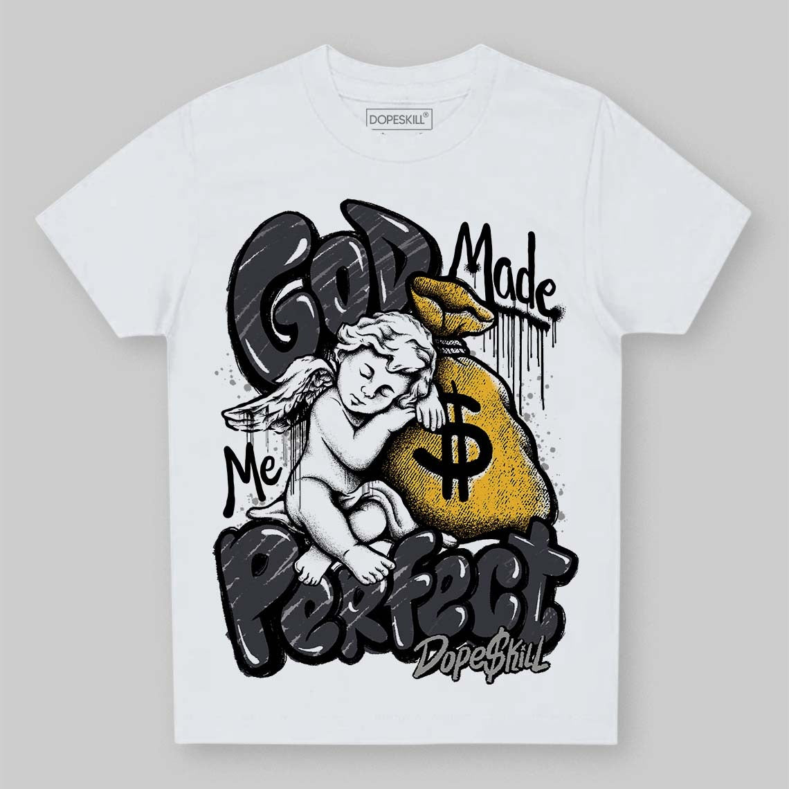 Black Cat 3s DopeSkill Toddler Kids T-shirt God Made Me Perfect Graphic