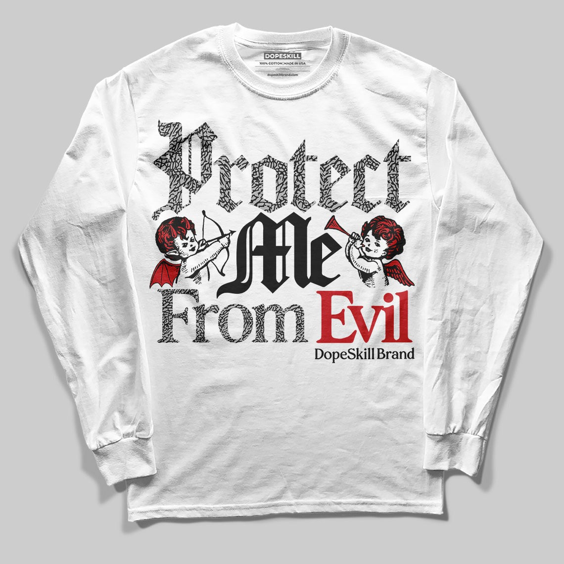 Black Cement 3s DopeSkill Long Sleeve T-Shirt Protect Me From Evil Graphic