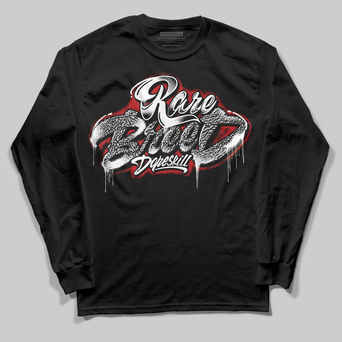 Black Cement 3s DopeSkill Long Sleeve T-Shirt Rare Breed Type Graphic