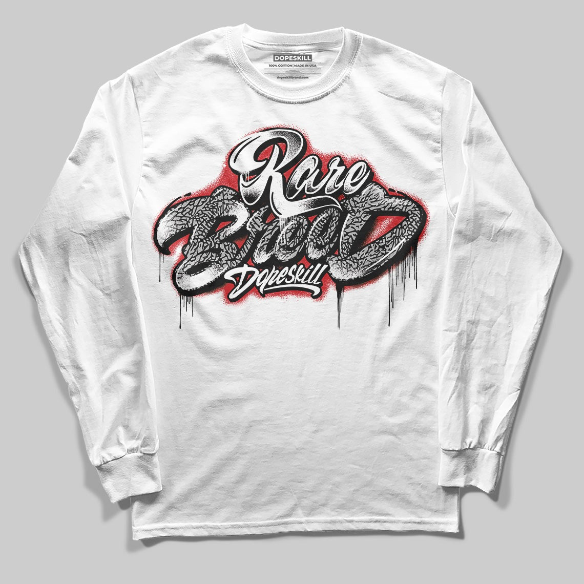Black Cement 3s DopeSkill Long Sleeve T-Shirt Rare Breed Type Graphic