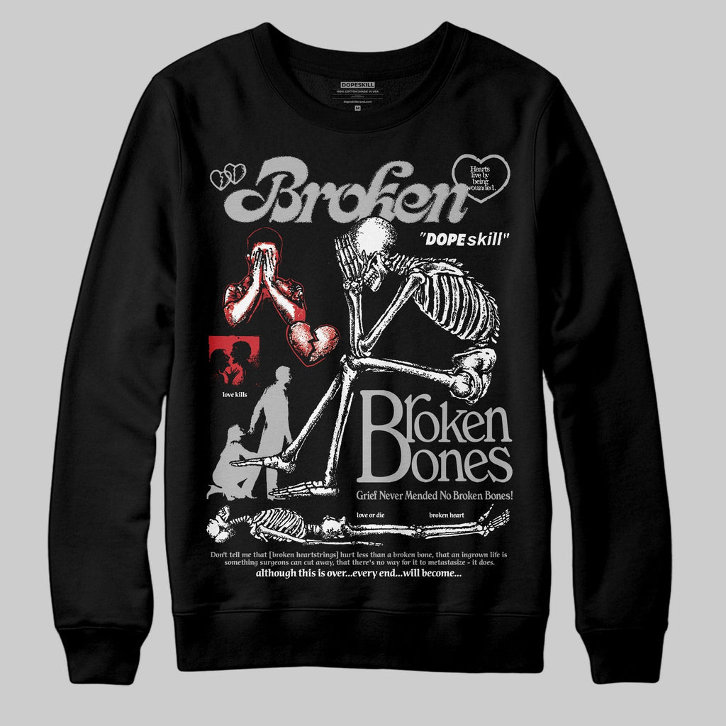 Black Cement 3s DopeSkill Sweatshirt Broken Bones Graphic
