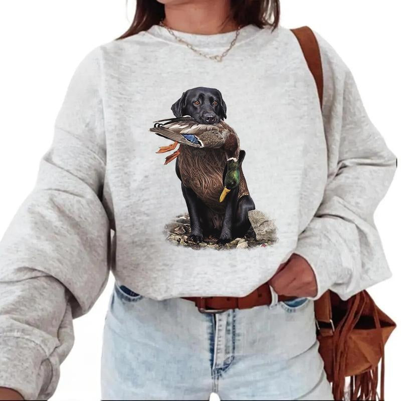 Black Labrador Dog Graphic Sweatshirt Nature Animal Lover Hoodie T-shirt Unisex Hunting season Cotton