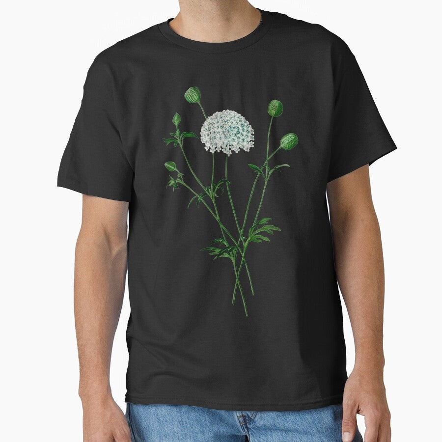 Black Lace - Vintage Botanical Illustration of a Lace Flower (18th Century) Classic T-Shirt