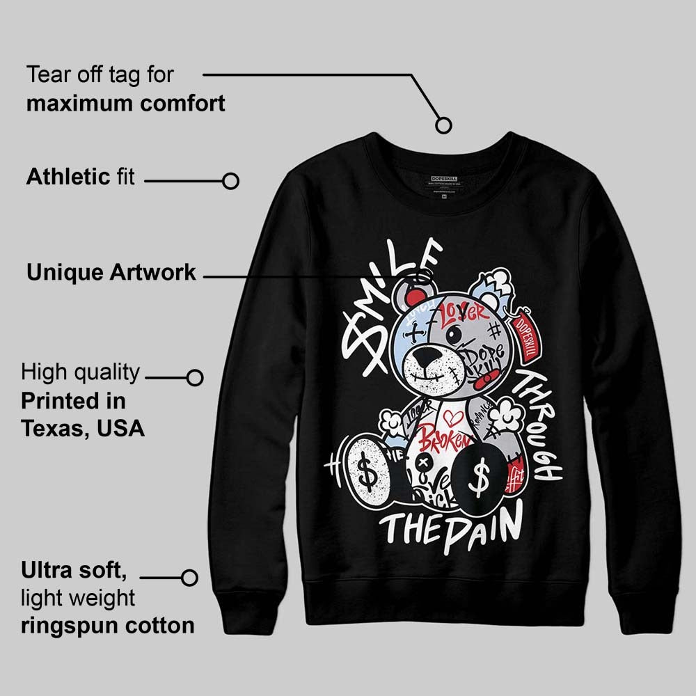 Black Metallic Reimagined 5s DopeSkill Sweatshirt Smile Through The Pain Graphic