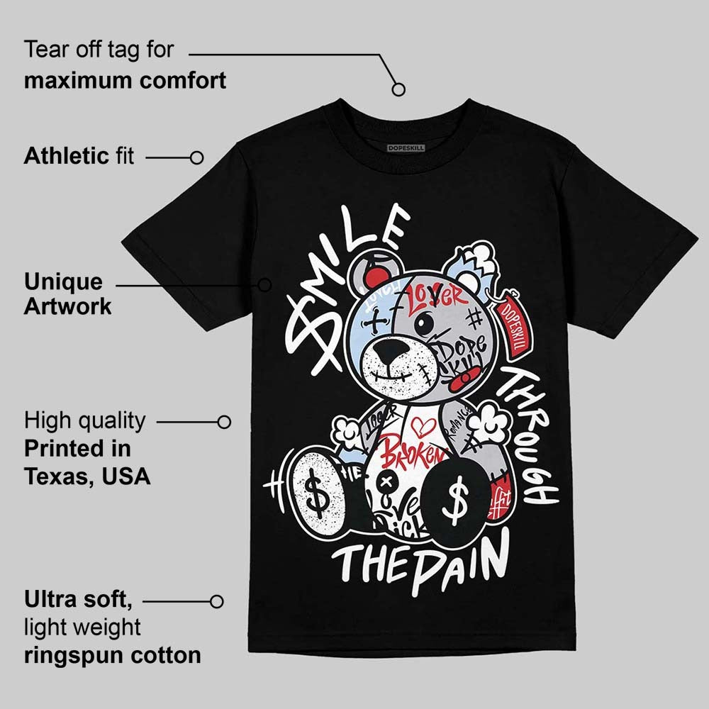Black Metallic Reimagined 5s DopeSkill T-Shirt Smile Through The Pain Graphic