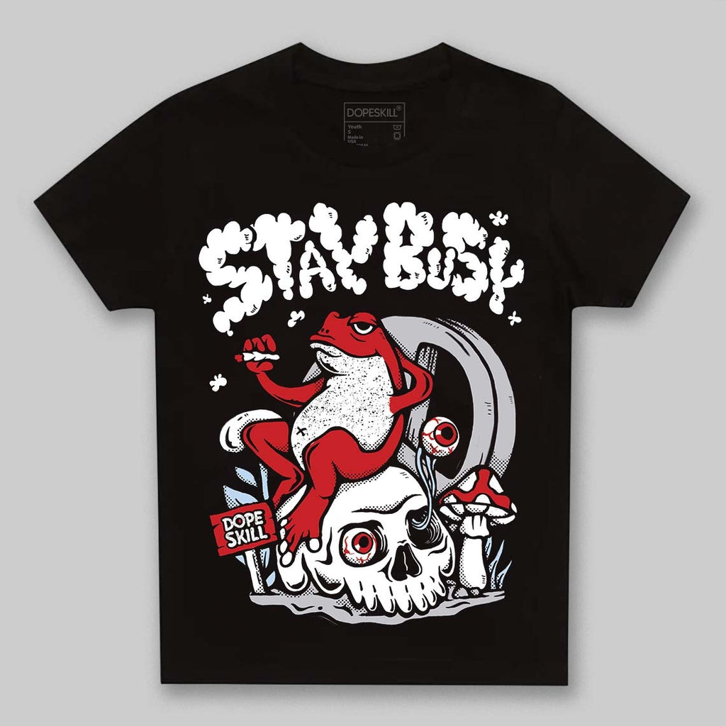 Black Metallic Reimagined 5s DopeSkill Toddler Kids T-shirt Stay Busy Graphic