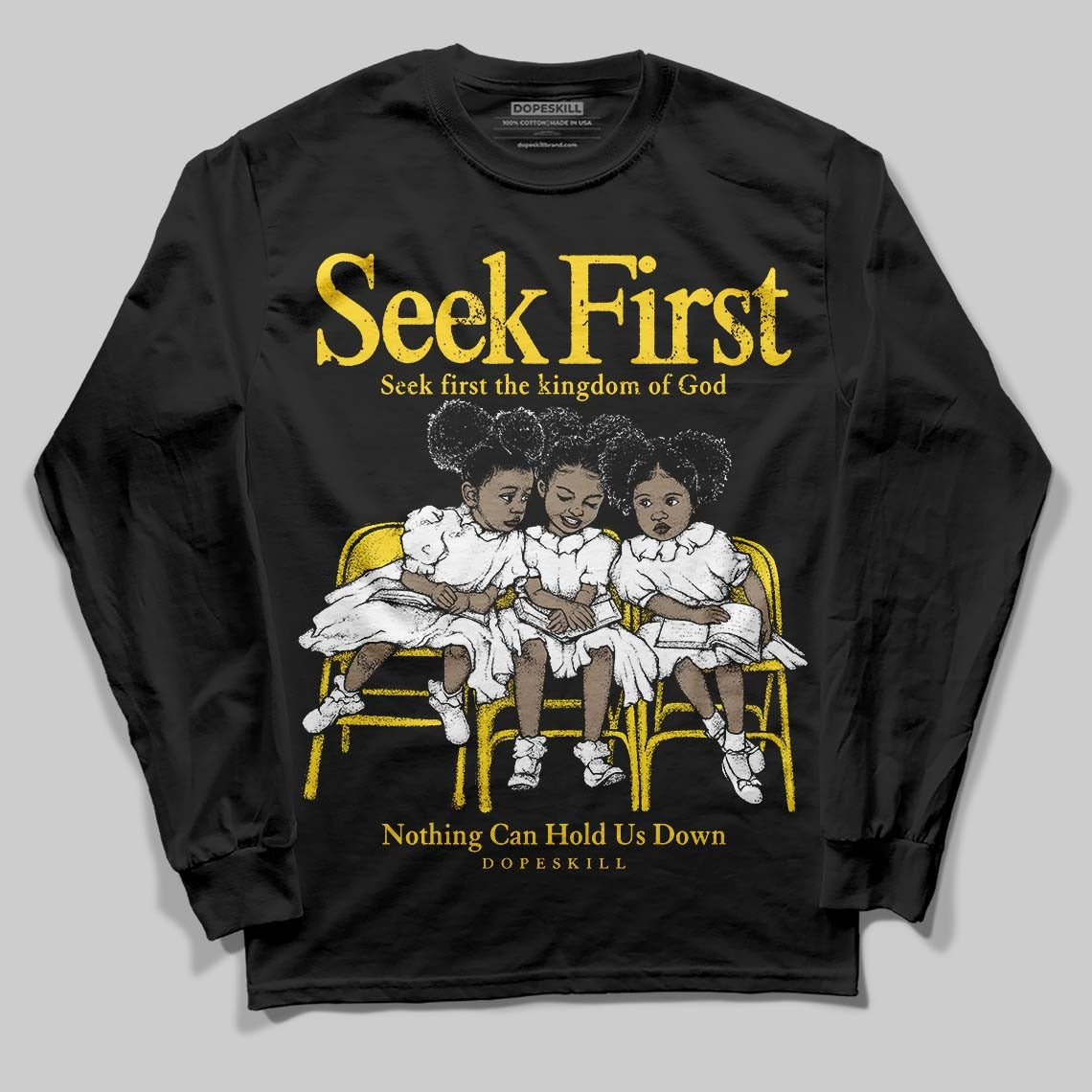 Black Tour Yellow AJ 4 Thunder DopeSkill Long Sleeve T-Shirt New Seek First Graphic