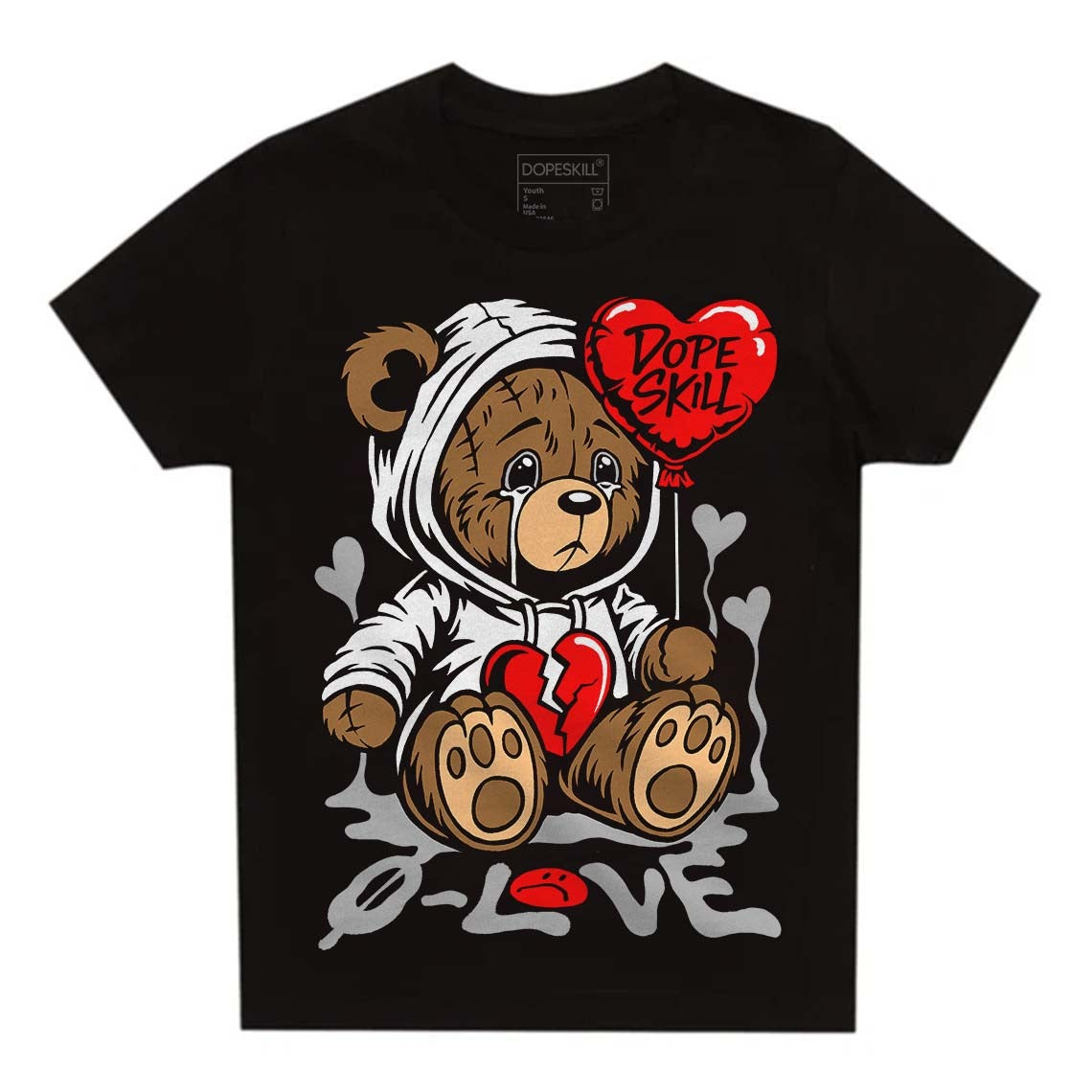 Black and White Collection DopeSkill Toddler Kids T-shirt Broken Bear Graphic
