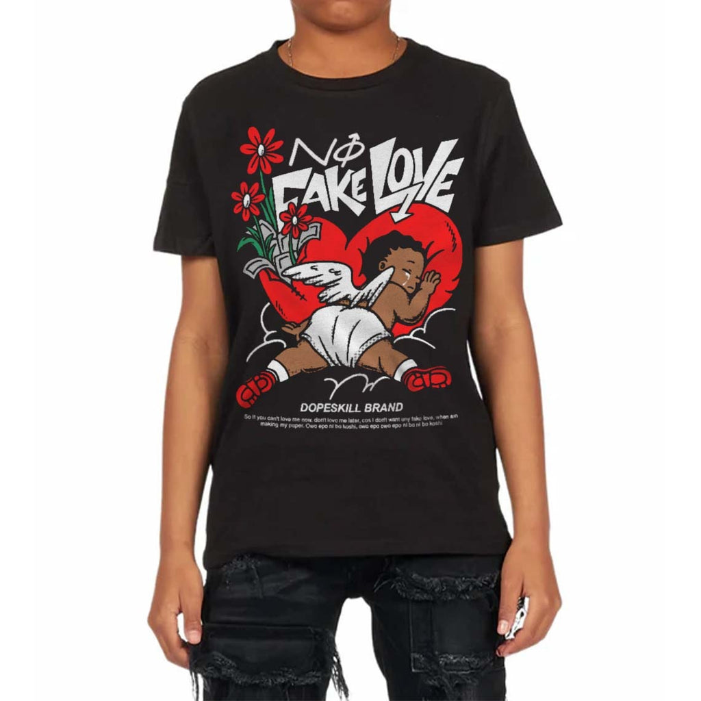 Black and White Collection DopeSkill Toddler Kids T-shirt No Fake Love Graphic