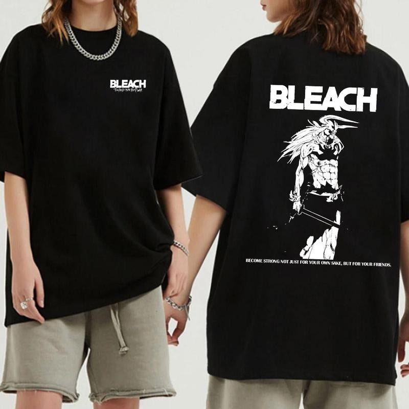 Bleach Ichigo Kurosaki Shirt | Become Strong For Your Friends Shirt | Reversible Ichigo Kurosaki T-Shirt | Bleach Anime Merchandise | Double-Sided Graphic Tee for Fans