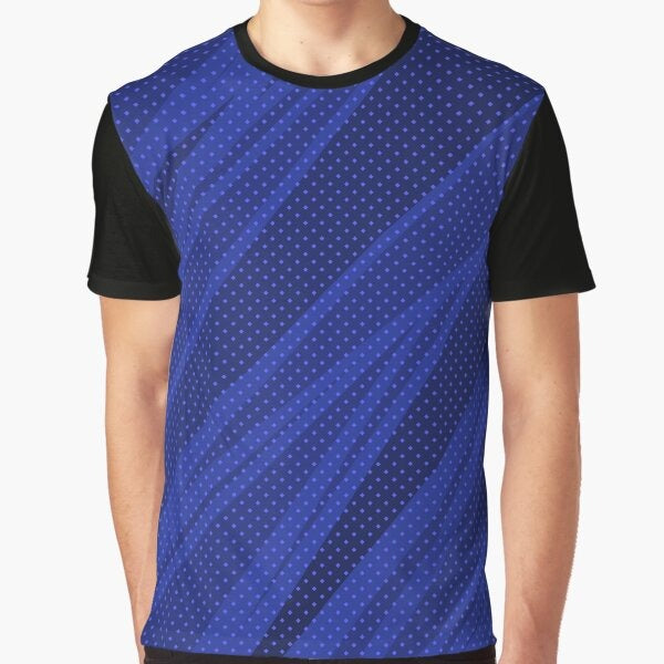 Blue Sports Design Graphic T-Shirt