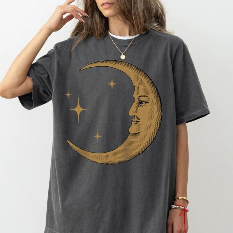 Boho Moon Shirt, Celestial Trendy Yoga Shirt Gift, Spiritual Astrology T Shirt, Vintage Graphic Tee