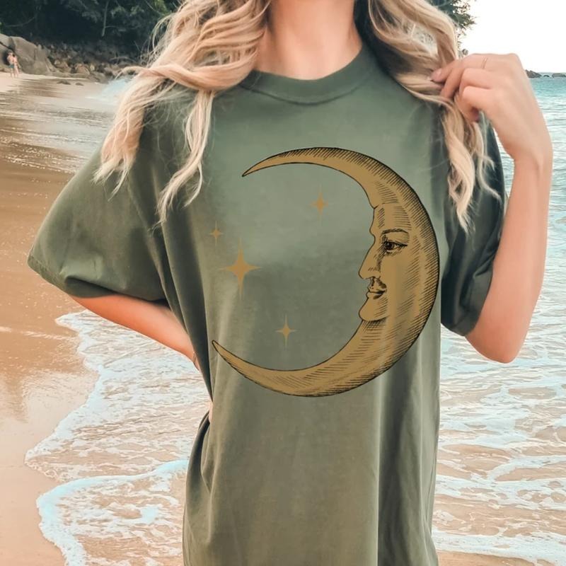 Boho Moon Shirt, Celestial Trendy Yoga Shirt Gift, Spiritual Astrology T Shirt, Vintage Graphic Tee