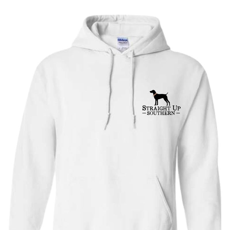 Bold Hunting Dog with Duck Graphic, Perfect for Outdoor Enthusiasts and Waterfowl Hunters, Unisex Hoodie Fabric Menswear Fabric Menswear
