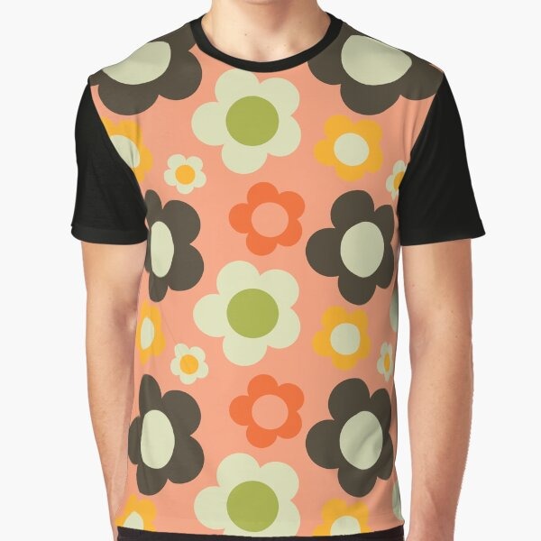 Bold Retro Floral Pink Graphic T Shirt