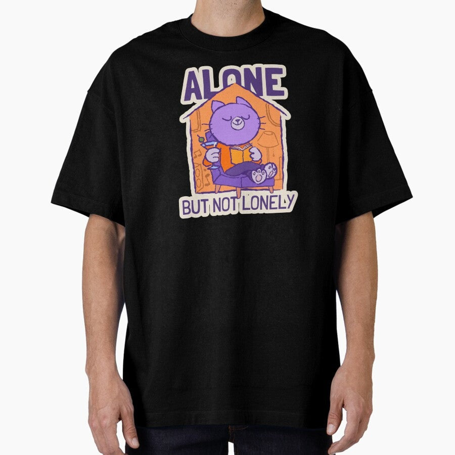 Book Worm Cat Dad Introvert Social Distance Champion Oversized T Shirt