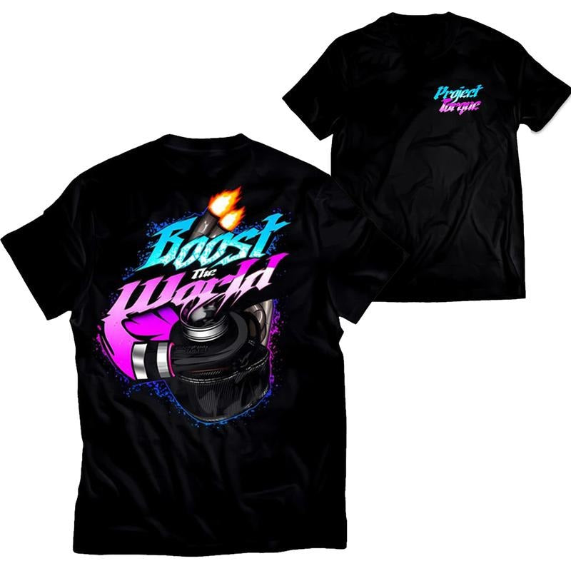 Boost The World T-Shirt, Graphic Tee for Men, Unisex Cotton Casual Top