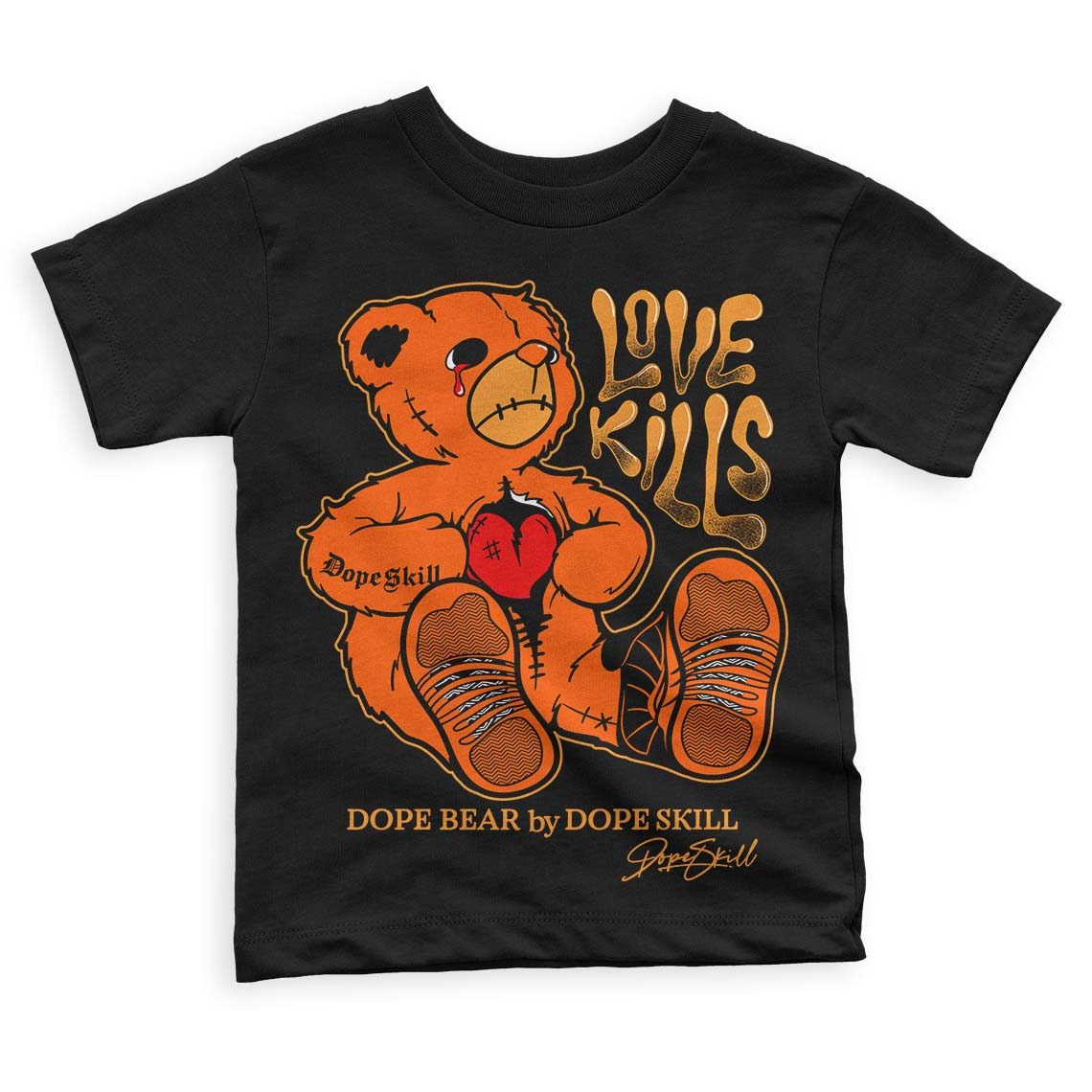 Brilliant Orange 12s DopeSkill Toddler Kids T-shirt Love Kills Graphic