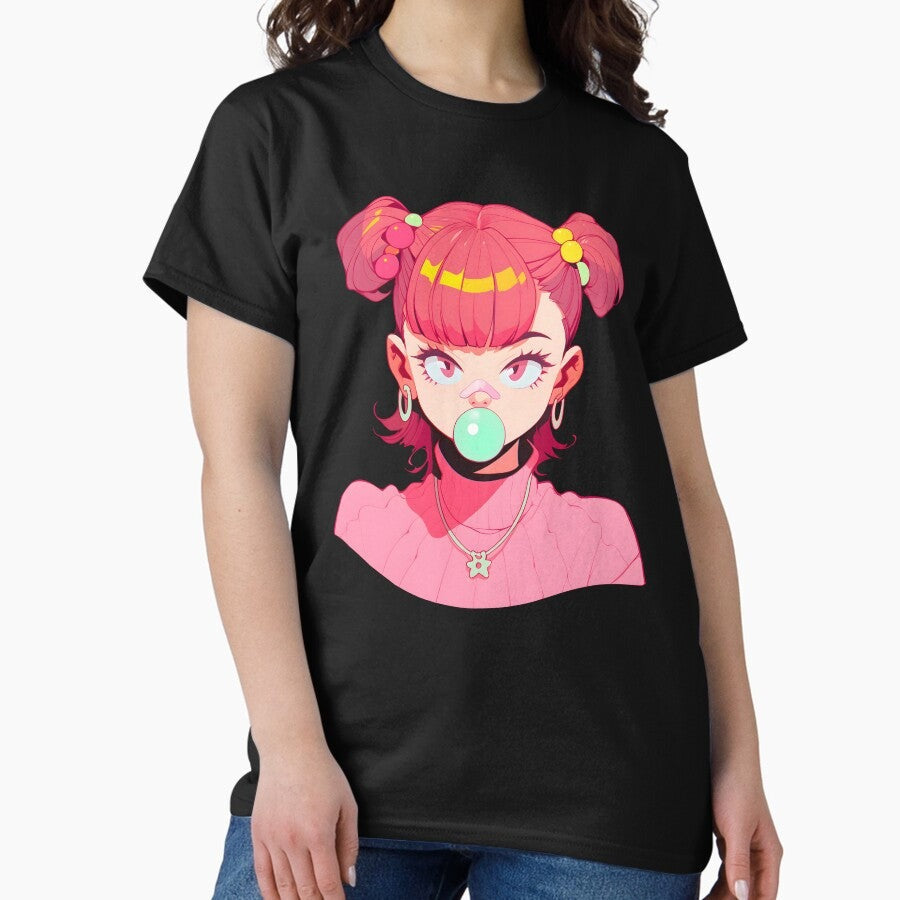 Bubble Gum Anime Girl Classic T Shirt