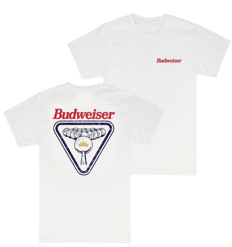 Budweiser - Pool Break 2-sided T-shirt - From Classic To Bright - Iconic Styles - Styles For Every Occasion - Full Size Range - Unisex Clothing Choices