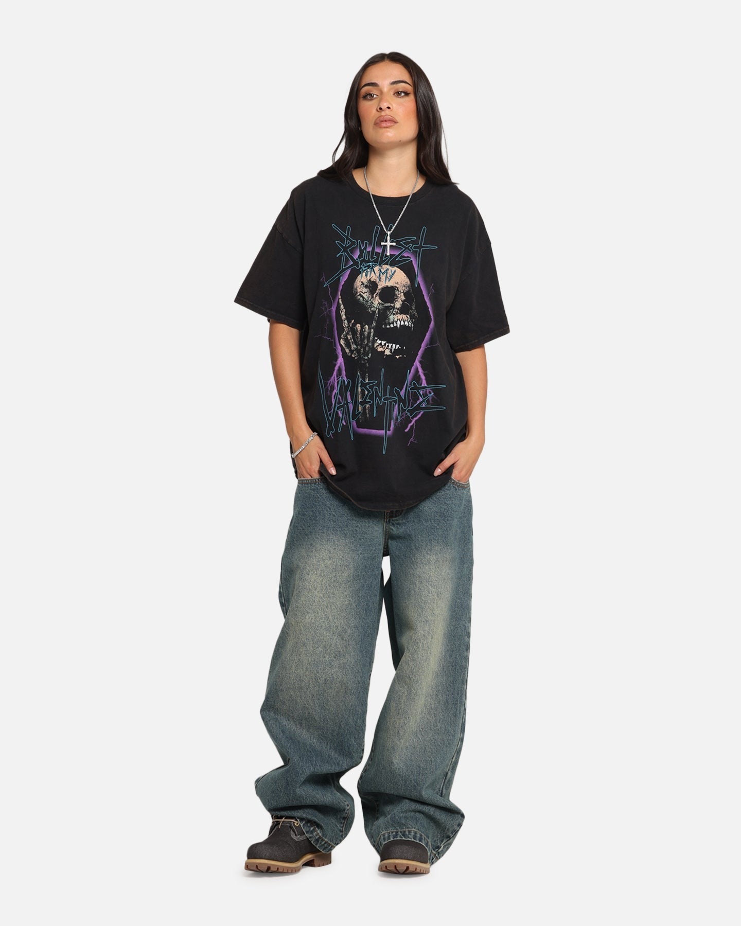 Bullet For My Valentine Metal Skull T-Shirt Black Vintage Style001