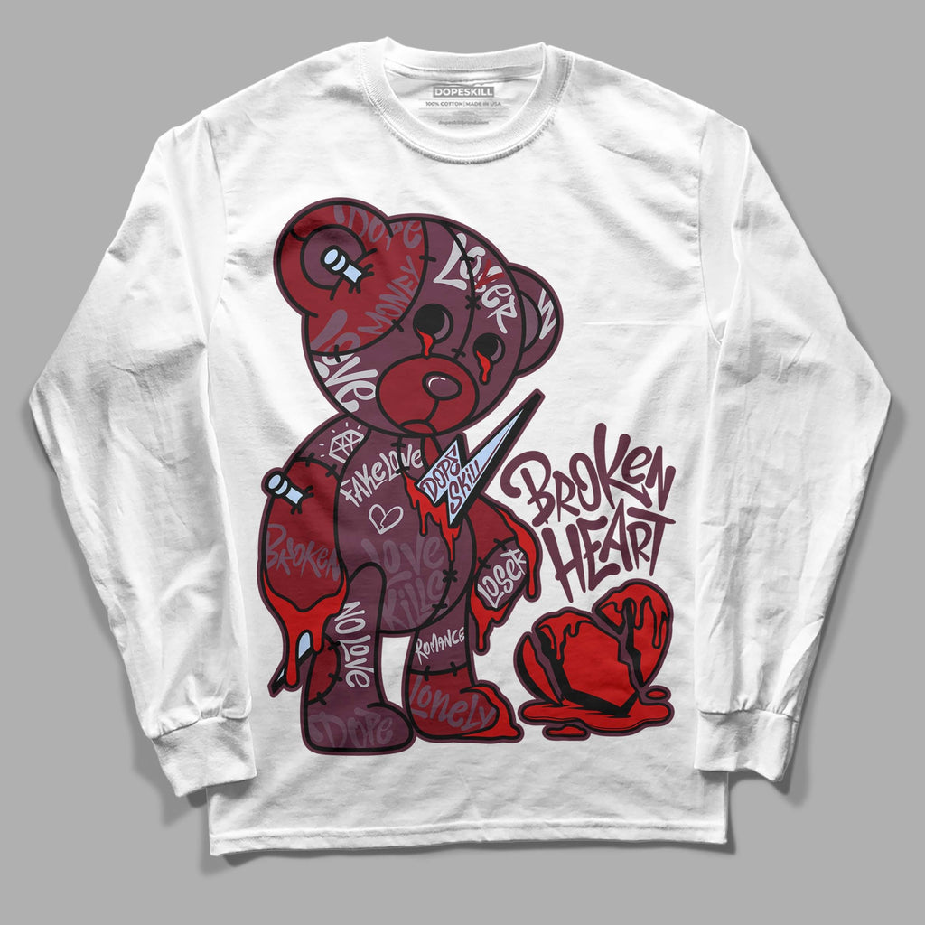 Burgundy 5s DopeSkill Long Sleeve T-Shirt Broken Heart Graphic