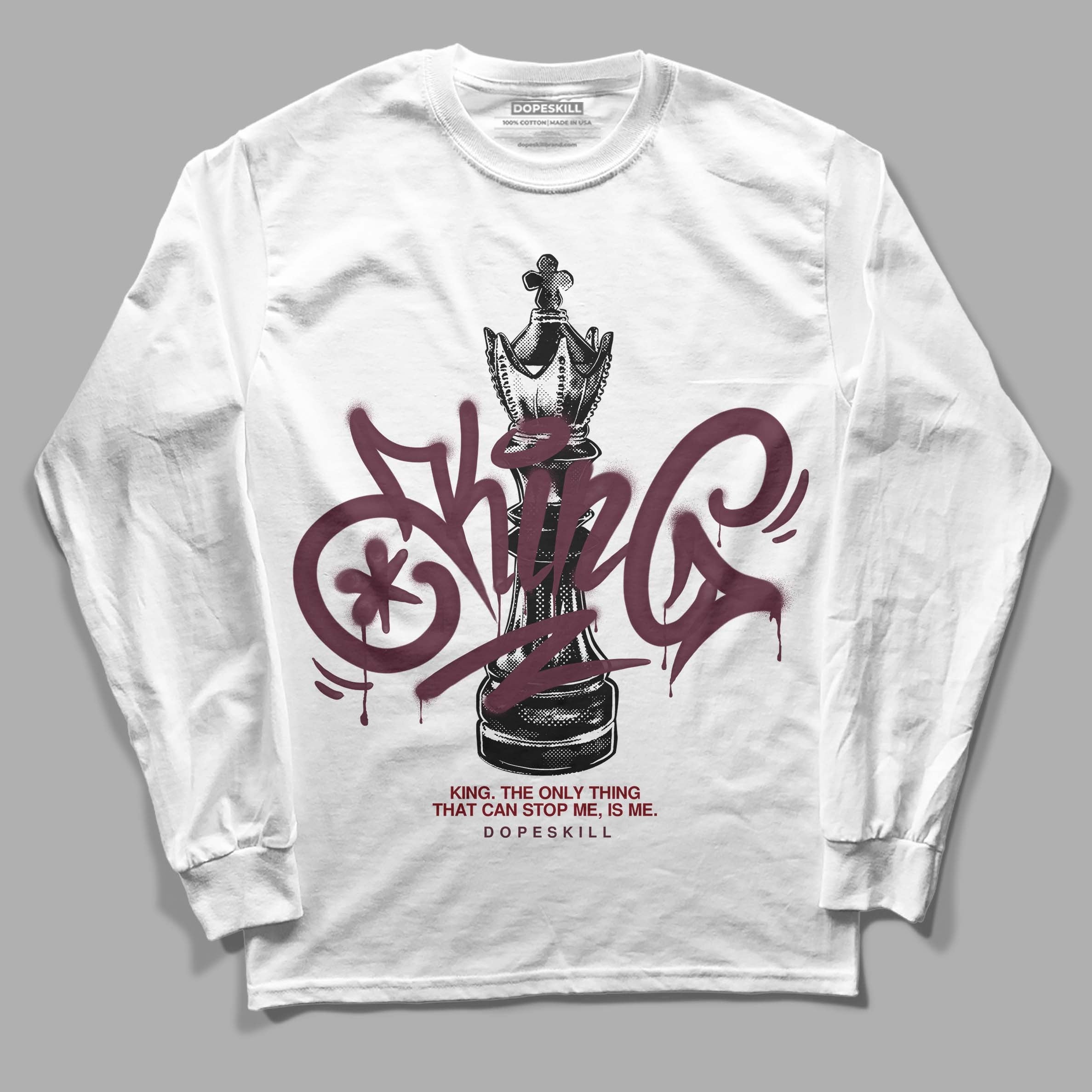 Burgundy 5s DopeSkill Long Sleeve T-Shirt King Chess Graphic
