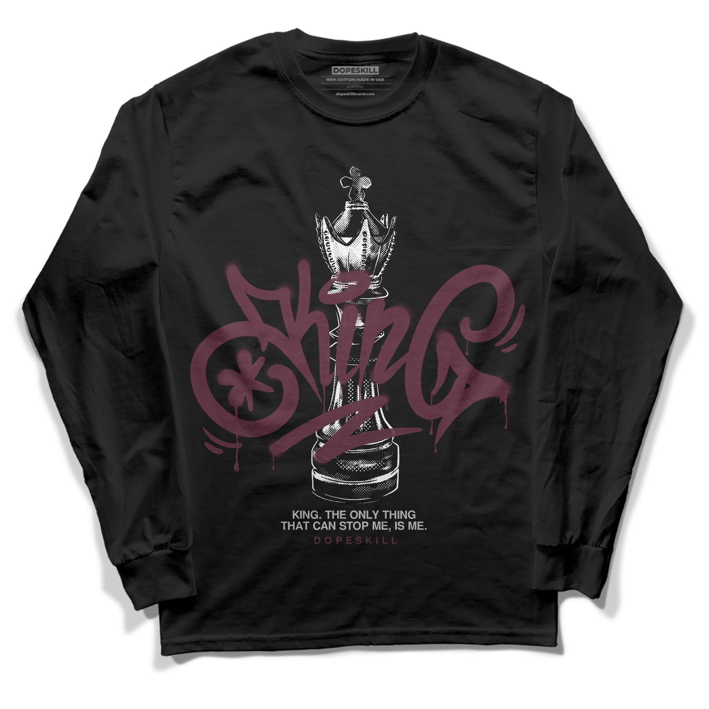 Burgundy 5s DopeSkill Long Sleeve T-Shirt King Chess Graphic