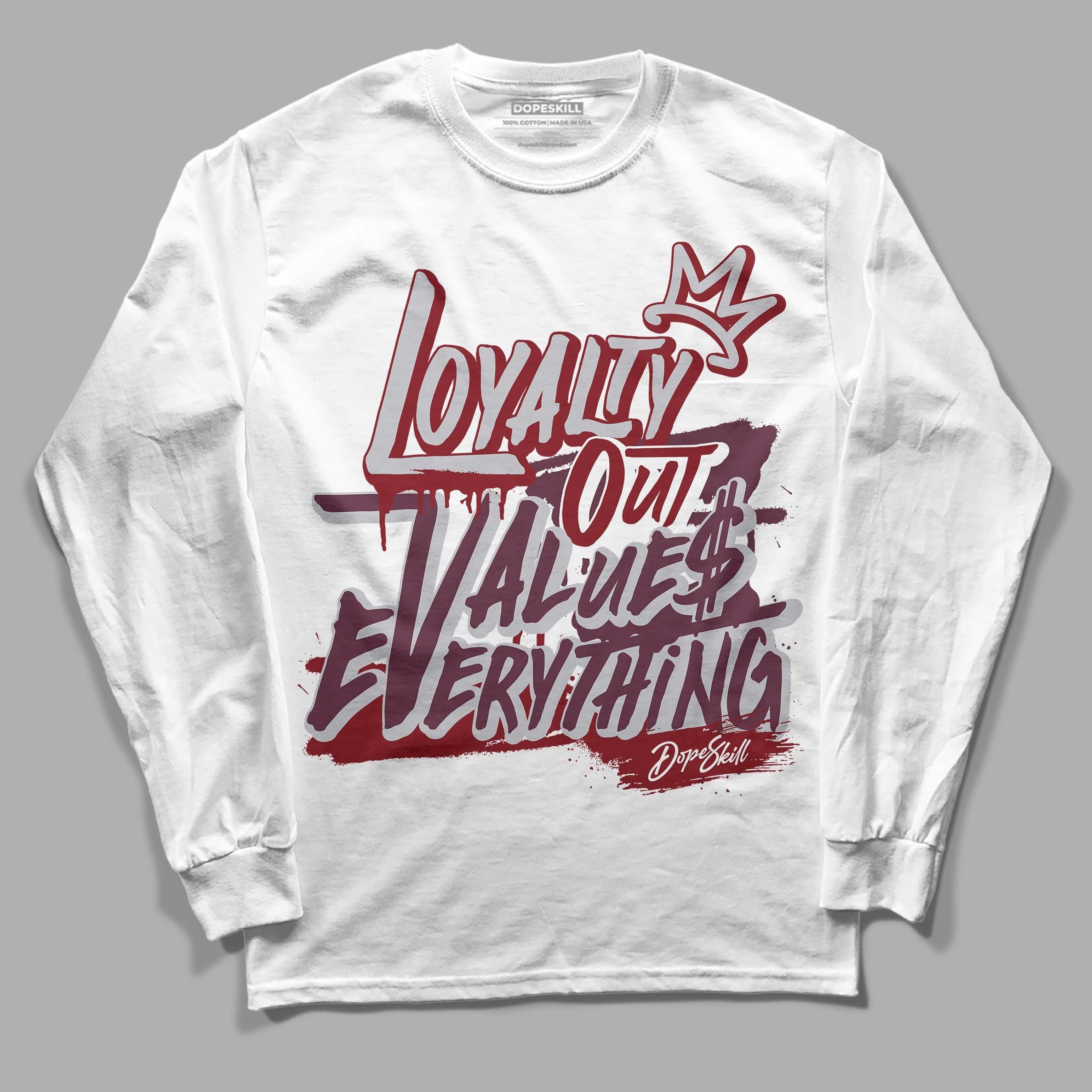 Burgundy 5s DopeSkill Long Sleeve T-Shirt LOVE Graphic