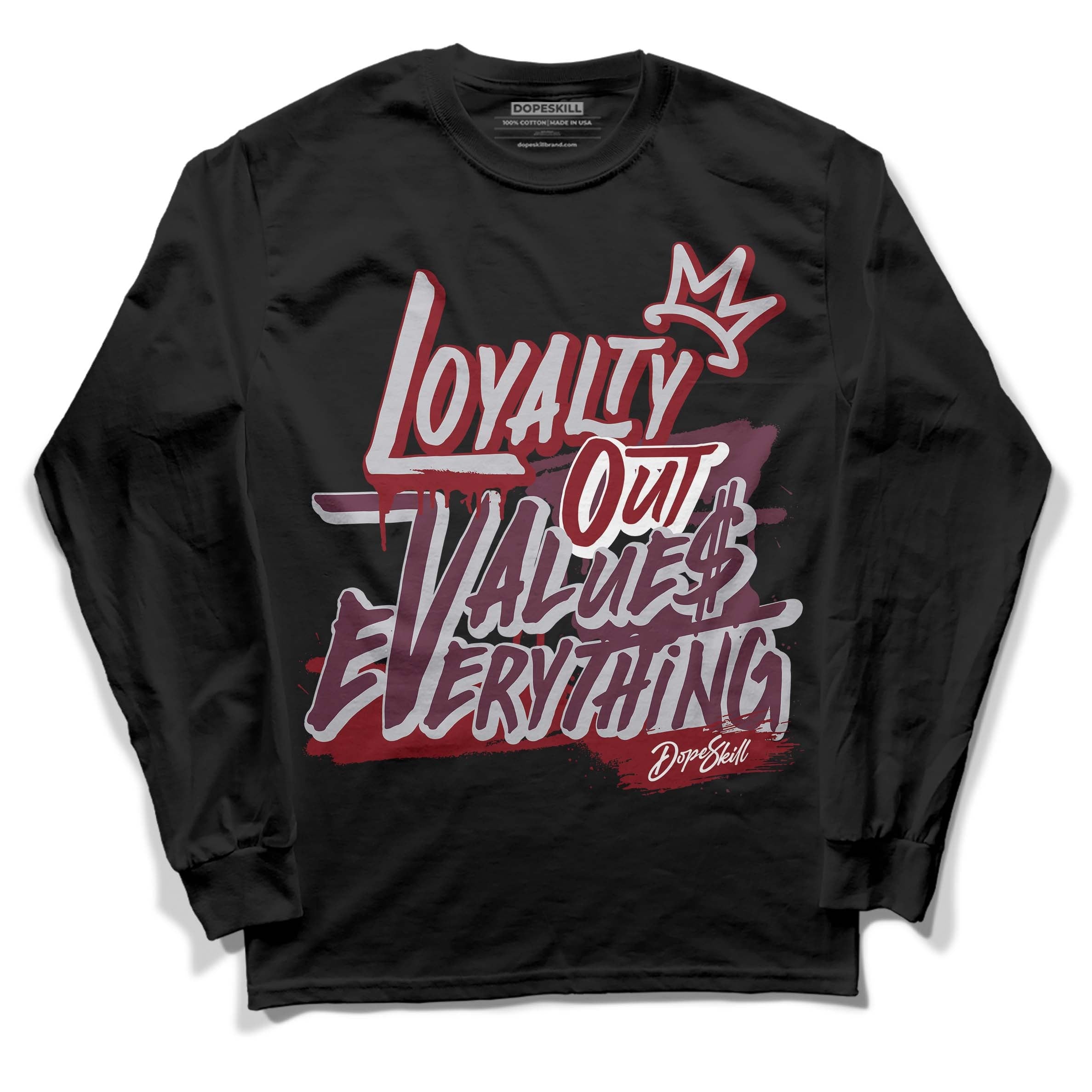 Burgundy 5s DopeSkill Long Sleeve T-Shirt LOVE Graphic