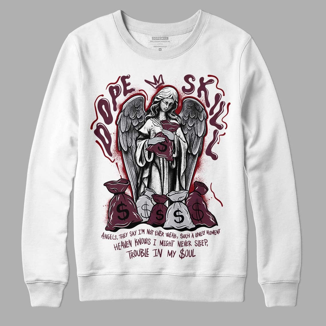 Burgundy 5s DopeSkill Sweatshirt Angels Graphic
