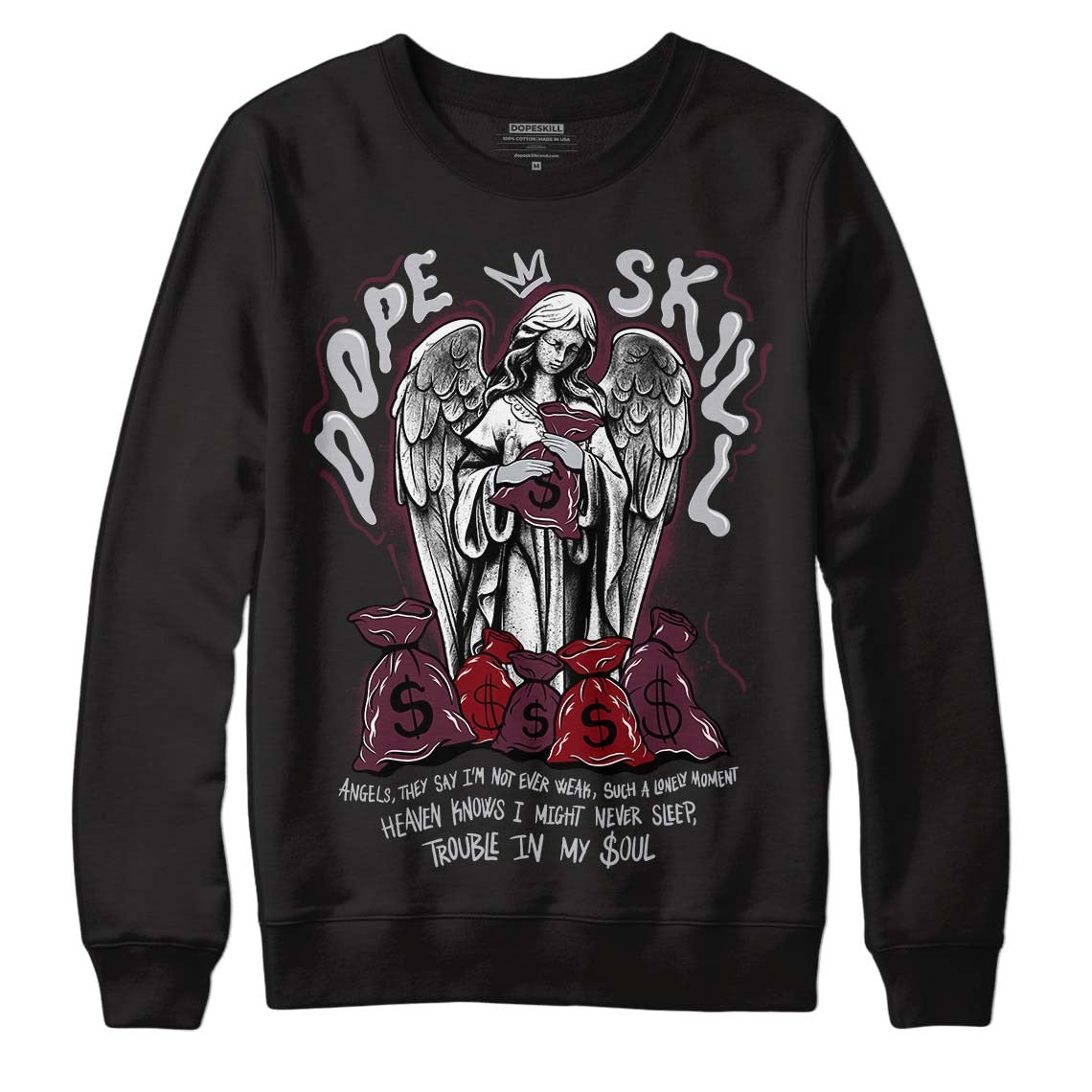 Burgundy 5s DopeSkill Sweatshirt Angels Graphic